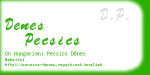 denes pecsics business card