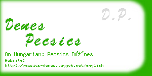 denes pecsics business card